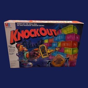 Vintage 1991 Milton Bradley Knockout Wall Stack Board Game With Rammer Hammer